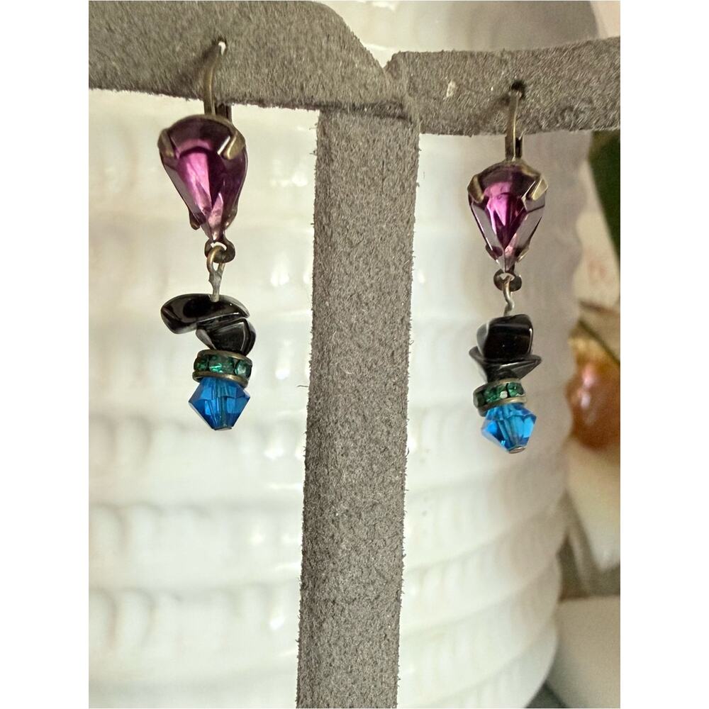 Sorrelli Crystal Beaded Brass Tone Dangle Earrings - Picture 3 of 8